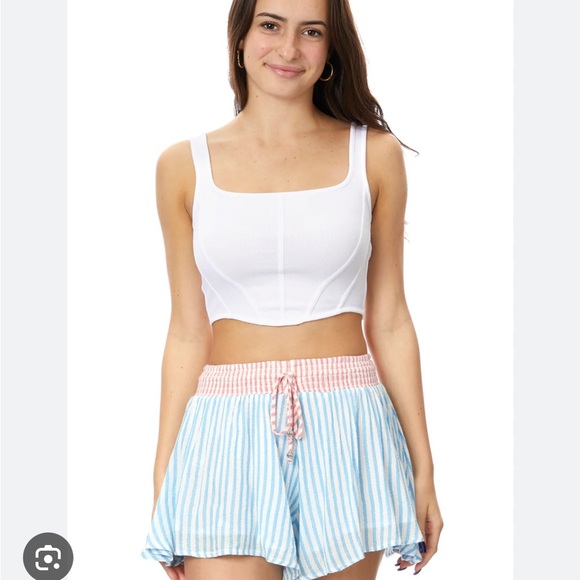 Ribbed Pink Suzettes Collection Ribbed Corset Top Womens S/M Built Up Tank Top - Picture 7 of 7